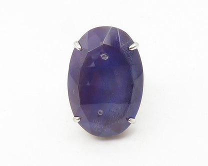 925 Sterling Silver  Prong Set Faceted Tanzanite Cocktail Ring Sz 8  RG11777