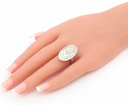 925 Sterling Silver Vintage Ring Modernist Carved Tribal Dance Band Sz 9 RG36901