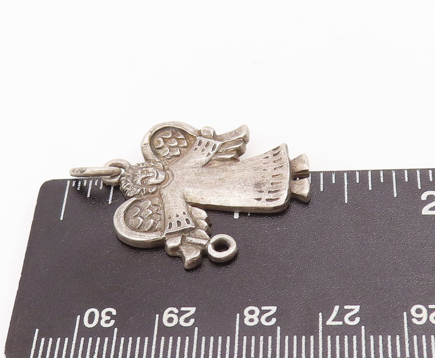 925 Sterling Silver Vintage Pendant Solid Carved Happy Angle With Wings  PT22879