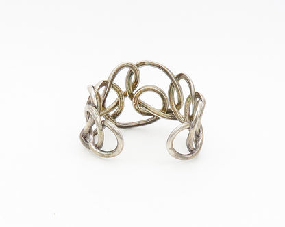 925 Sterling Silver  Vintage Interlaced Pattern Open Cuff Bracelet  BT7570