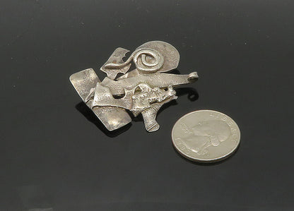 925 Sterling Silver  Vintage Modernist Designed Shiny Pendant  PT16040