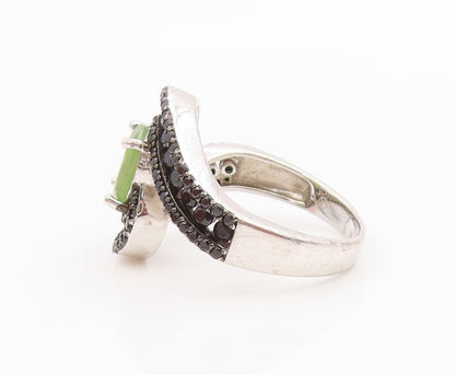 925 Sterling Silver Vintage Ring Elegant Opal & Spinel Bypass  Sz 10  RG35649