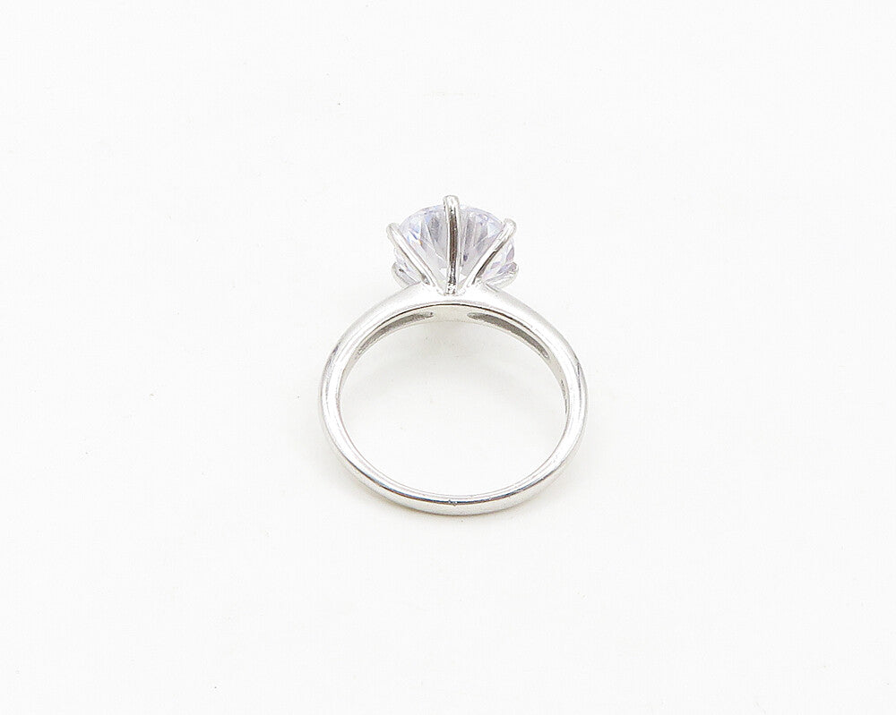 925 Sterling Silver  Sparkling Cubic Zirconia Solitaire Ring Sz 7  RG19131
