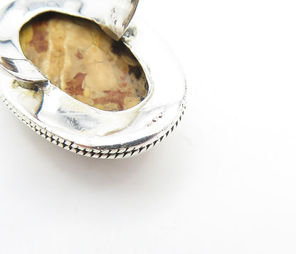 925 Sterling Silver  Cabochon Cut Brown Jasper Cocktail Ring Sz 6  RG7809