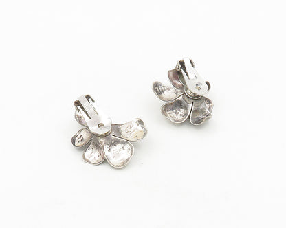 NAPIER 925 Sterling Silver  Vintage Shiny Flower Non Pierce Earrings  EG9423