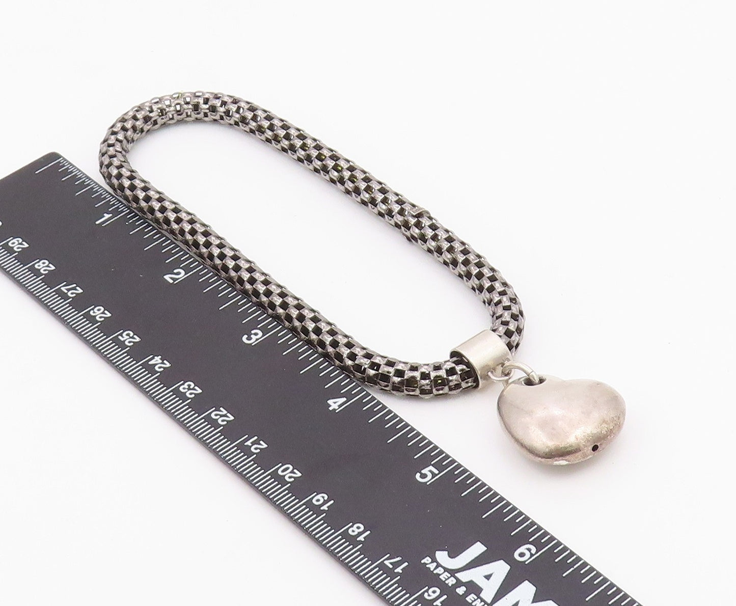 925 Sterling Silver  Vintage Love Heart Charmed Hollow Chain Bracelet  BT9071