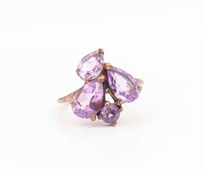 925 Sterling Silver Vintage Ring Gold Plated Amethyst Band  Sz 8.5  RG34547