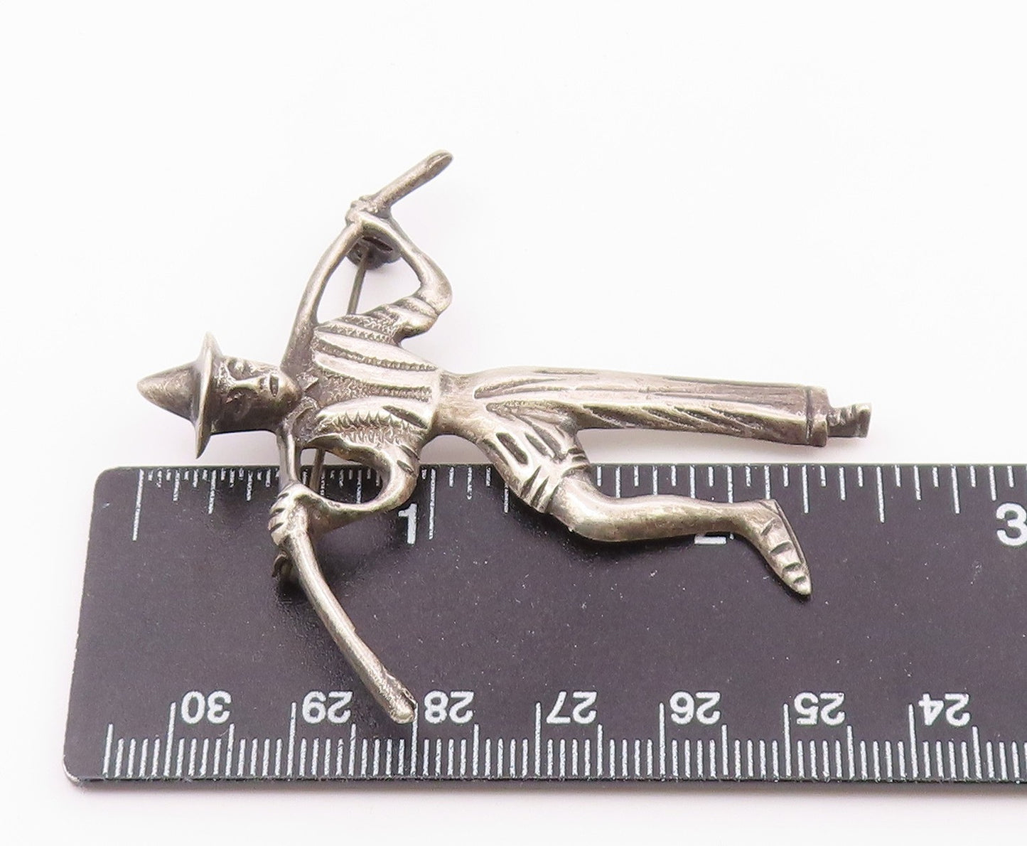 MEXICO 925 Silver  Vintage Antique Man With Carrying Pole Brooch Pin  BP8930