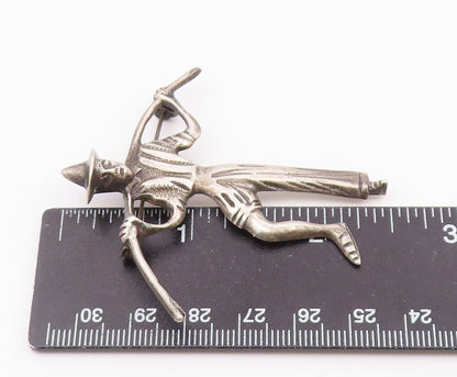 MEXICO 925 Silver  Vintage Antique Man With Carrying Pole Brooch Pin  BP8930
