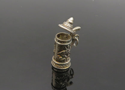 925 Sterling Silver  Vintage Beer Stein Cup Motif Pendant (OPENS)  PT15888