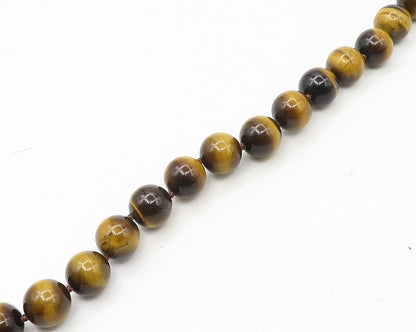 WHITNEY KELLY 925 Silver  Vintage Tiger's Eye Beaded Chain Necklace  NE2931