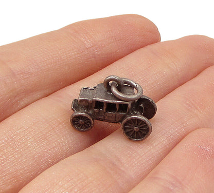 925 Sterling Silver  Vintage Old Fashion Car Charm Pendant  PT2281