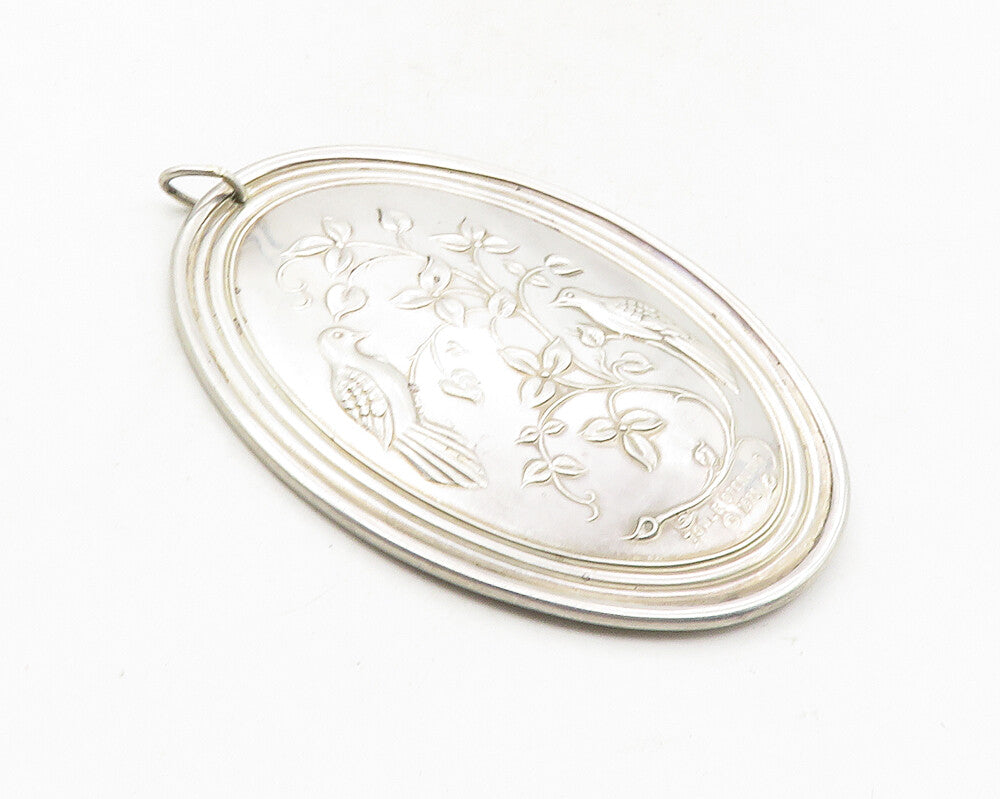 TOWLE 925 Sterling Silver Vintage Shiny Birds Floral Vine Cross Pendant PT7776