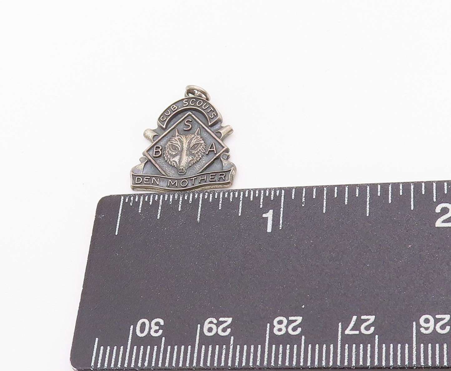 925 Sterling Silver Vintage Pendant Wolf Head Embalm Cub Scouts  PT24381