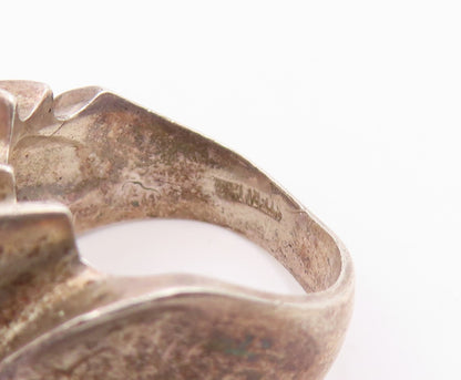 925 Sterling Silver Vintage Ring Brutalist Wavy Ribbed Dome Band  Sz 6  RG35393