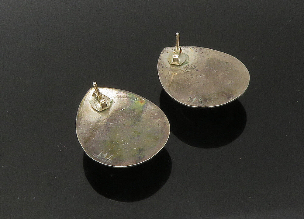 925 Sterling Silver  Vintage Cabochon Cut Black Onyx Drop Earrings  EG10999
