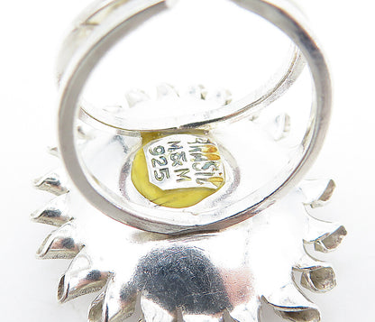 M&M BRAZIL 925 Silver  Carnelian Floral Split Band Cocktail Ring Sz 6.5 RG4680