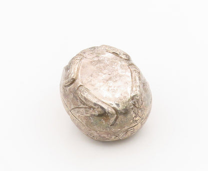 925 Sterling Silver Vintage Trinket Box Intricate Floral Turtle OPENS  TR4146