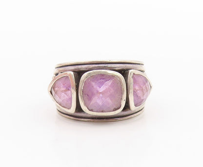 925 Sterling Silver Vintage Ring Square & Triangle Cut Amethyst  Sz 6.5  RG33262