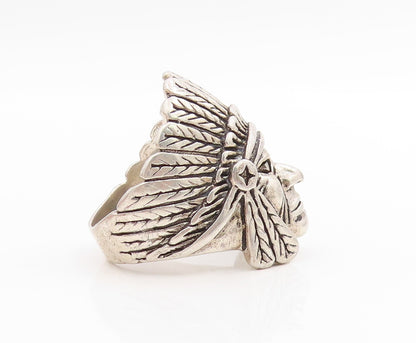 925 Sterling Silver Vintage Ring G & S Native Chief Warrior Band  Sz 10  RG34013