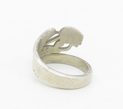 ROBINSON & CO. 925 Silver  Vintage Two Tone Floral Bypass Ring Sz 7  RG17027