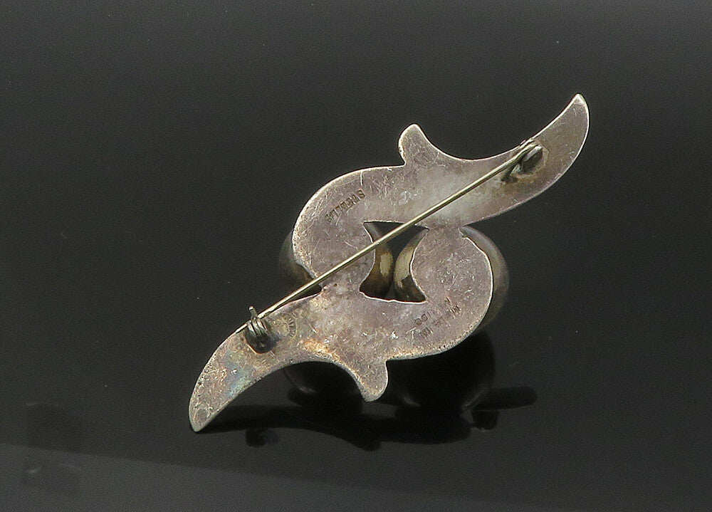 MEXICO 925 Sterling Silver  Vintage Heavy Hollow Spheres Brooch Pin  BP8363