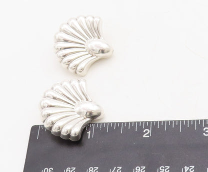 925 Sterling Silver Vintage Earrings Puffed Swirly Flower Carved  EG13308