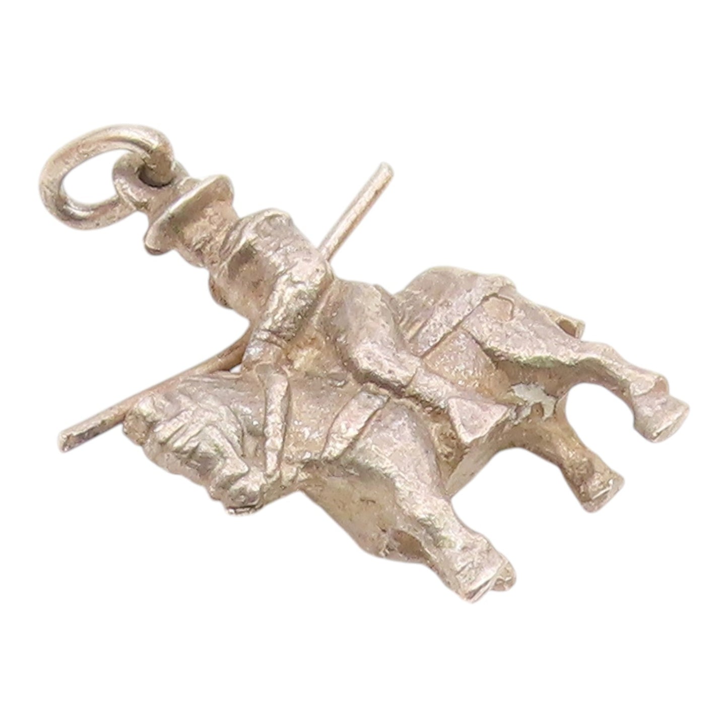 925 Sterling Silver  Vintage Petite Knight On Horse Motif Pendant  PT17308