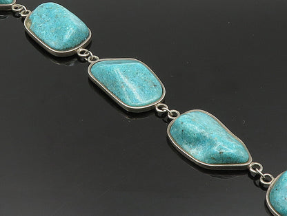 925 Sterling Silver Vintage Rocky Turquoise Chain Bracelet BT9464