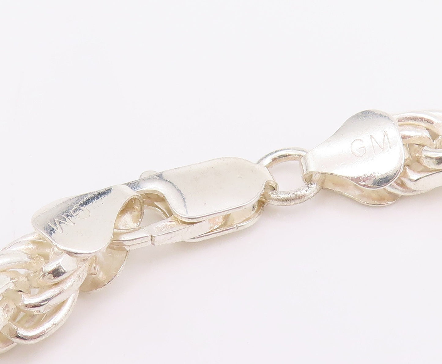 925 Sterling Silver Vintage Necklace Chunky Solid Twisted Rope Braid  NE4747
