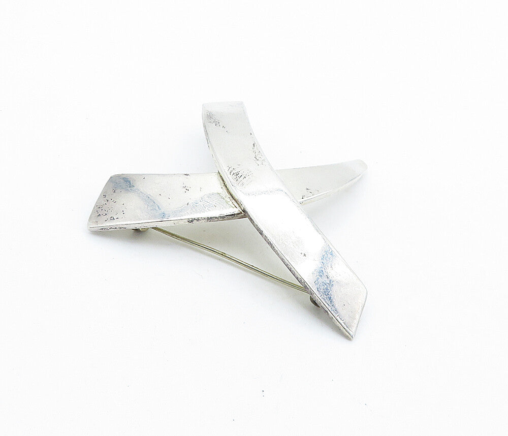 ERQUIDIA MEXICO 925 Sterling Silver Vintage Criss Cross Brooch Pin BP2753