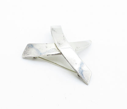 ERQUIDIA MEXICO 925 Sterling Silver Vintage Criss Cross Brooch Pin BP2753