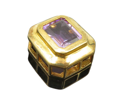 925 Sterling Silver  Amethyst Shiny Gold Plated Slide Pendant  PT10136