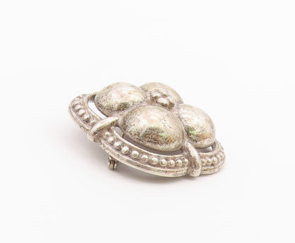 925 Sterling Silver  Vintage Antique Floral Dome Shiny Brooch Pin  BP6393