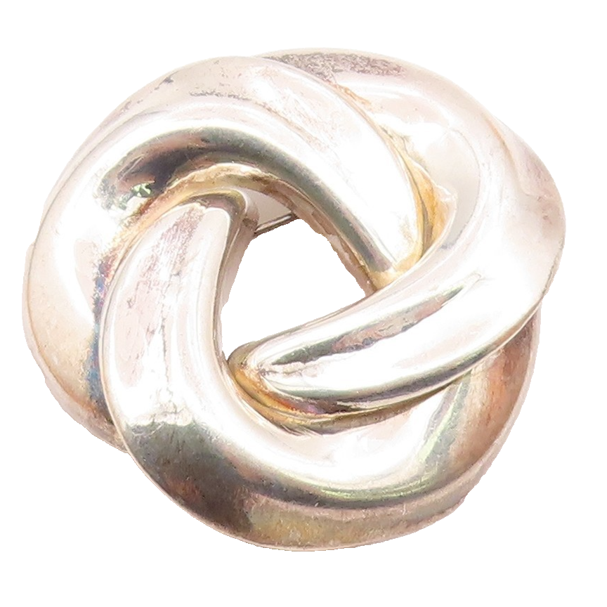 925 Sterling Silver  Vintage Shiny Open Knot Swirl Design Brooch Pin  BP3680