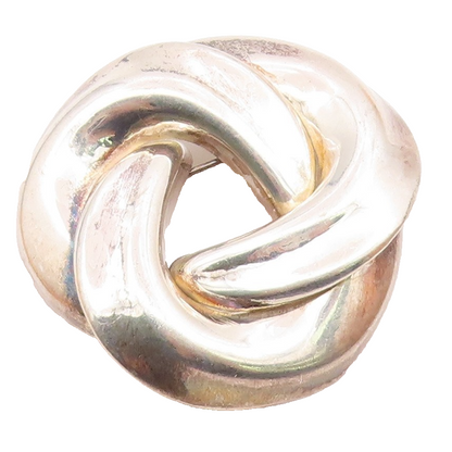 925 Sterling Silver  Vintage Shiny Open Knot Swirl Design Brooch Pin  BP3680