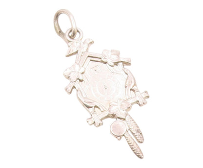 925 Sterling Silver  Vintage Shiny Cuckoo Clock Motif Pendant  PT17514