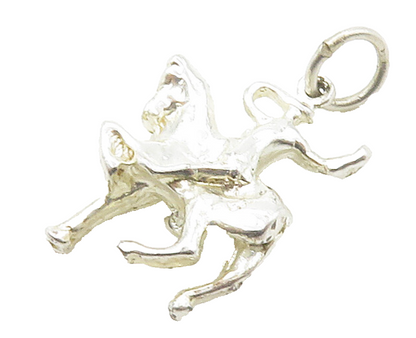925 Sterling Silver  Vintage Shiny Petite Man Riding Horse Pendant  PT12727