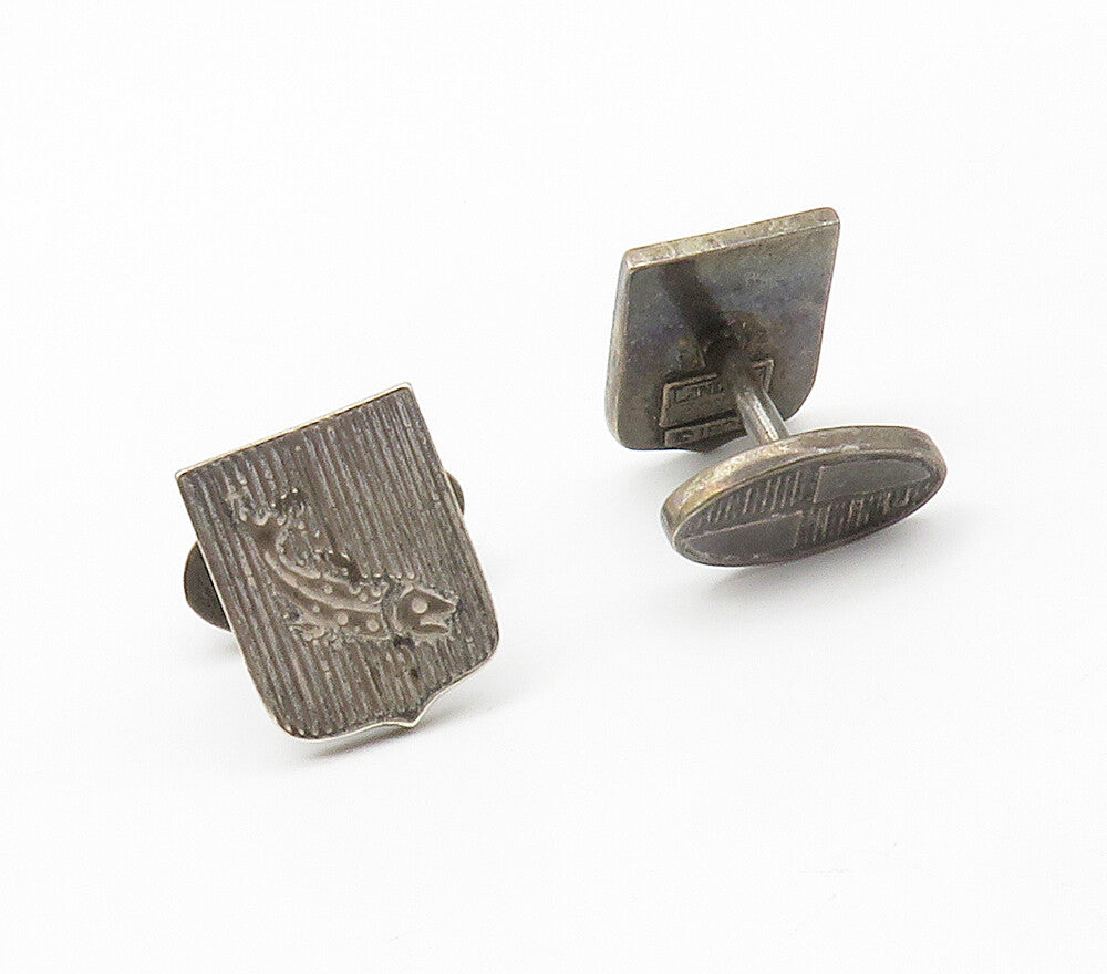 LINDSAY BOYER 925 Sterling Silver  Vintage Dark Tone Fish Cufflinks  TR2146
