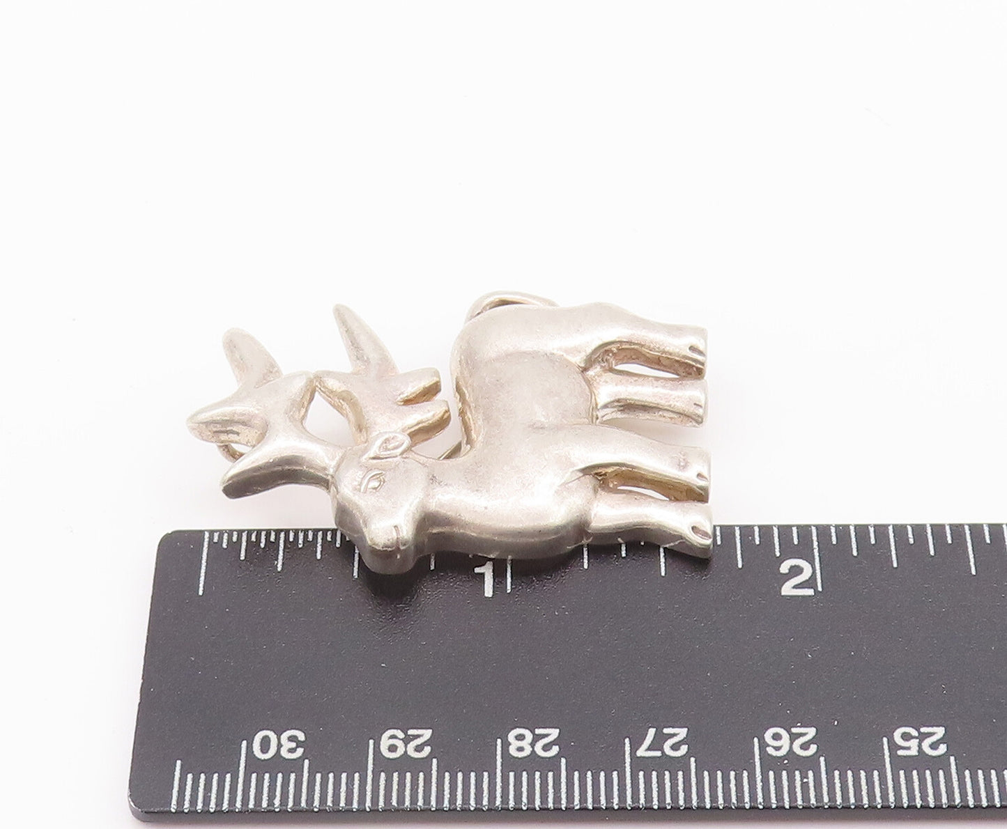 925 Sterling Silver Vintage Brooch Pin MFA Solid Carved Baby Deer  BP10682