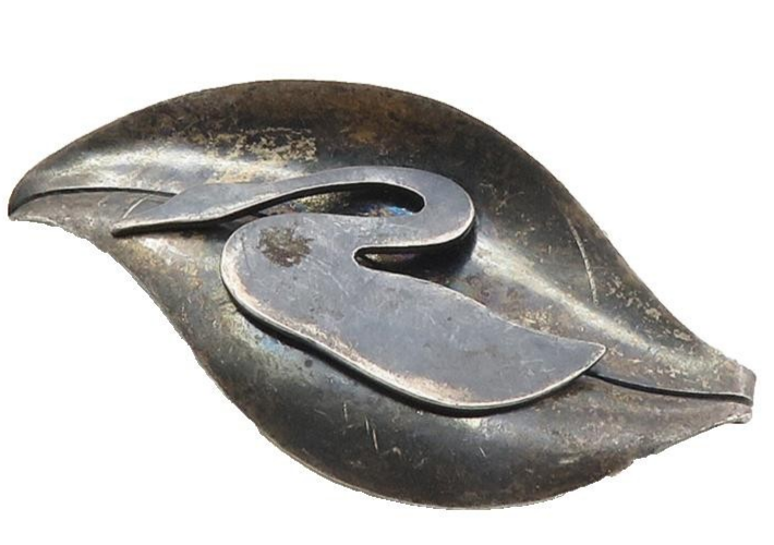 PEDRO CASTILLO TAXCO 925 Silver Vintage Oxidized Floral Leaf Brooch Pin BP3863