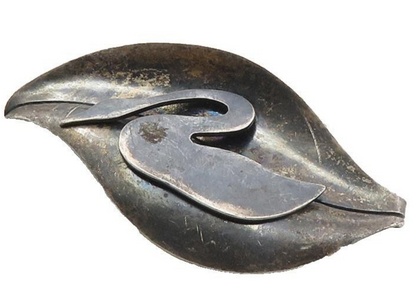 PEDRO CASTILLO TAXCO 925 Silver Vintage Oxidized Floral Leaf Brooch Pin BP3863
