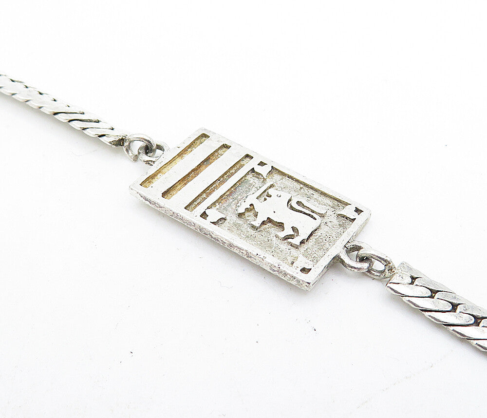 925 Sterling Silver  Vintage Embossed Detail Snake Link Chain Bracelet  BT1978