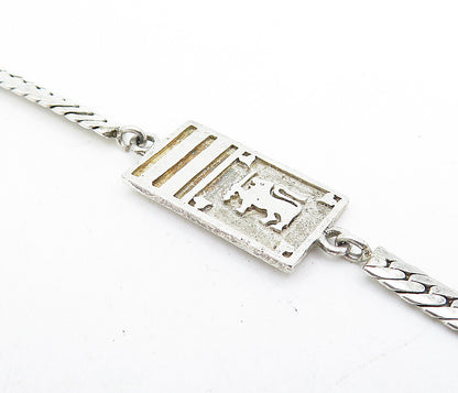 925 Sterling Silver  Vintage Embossed Detail Snake Link Chain Bracelet  BT1978