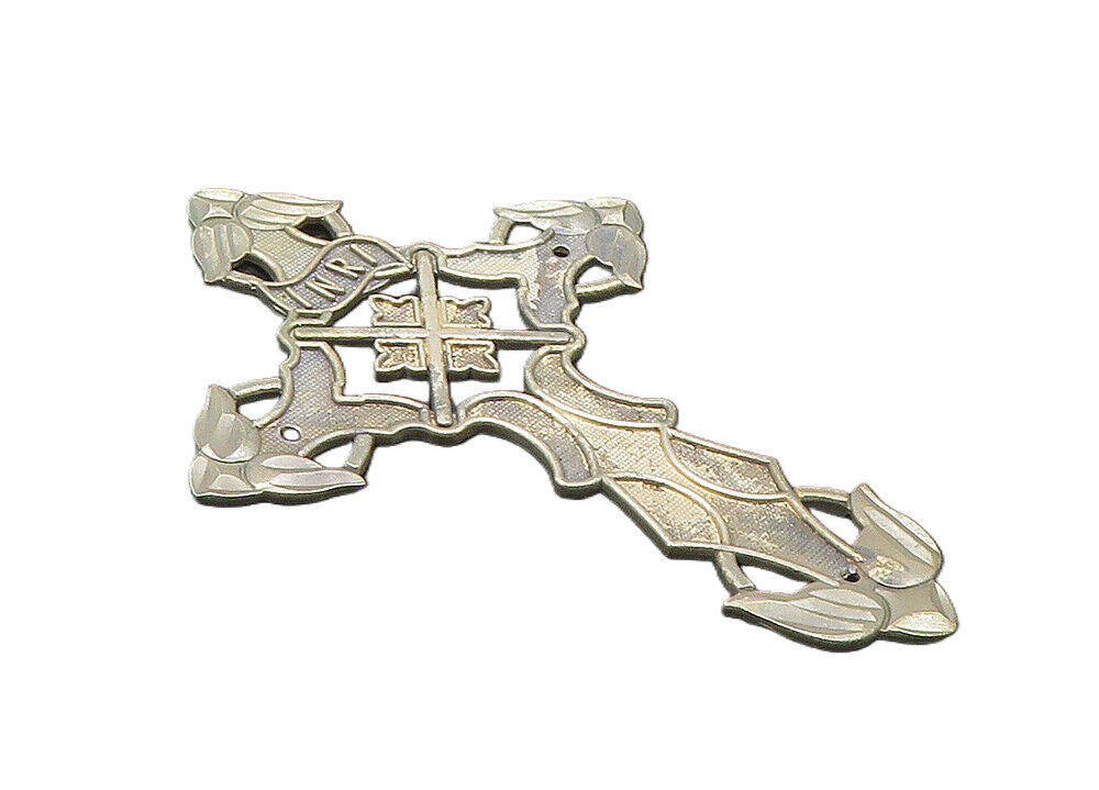 925 Sterling Silver  Vintage Dark Tone Cutout Religious Cross Pendant  PT7898