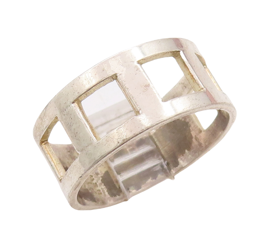 925 Sterling Silver Vintage Ring FIONA Solid Cutout Square Windows Sz 10 RG28945