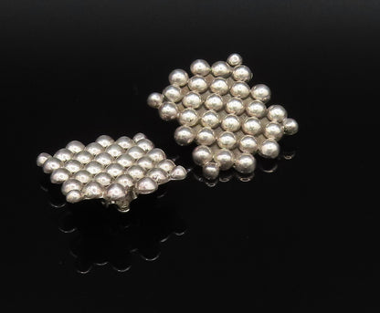MEXICO 925 Sterling Silver Vintage Beaded Cluster Non Pierced Earrings EG12146