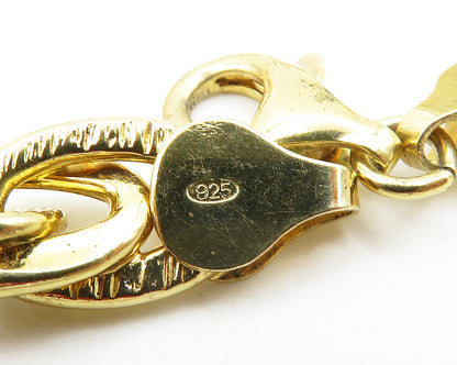 925 Sterling Silver  Vintage Shiny Gold Plated Etched Chain Bracelet  BT7564