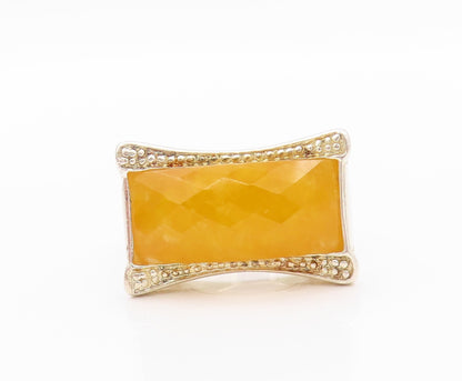 925 Sterling Silver Vintage Ring Modernist Rectangle Gemstone  Sz 7.5  RG32343