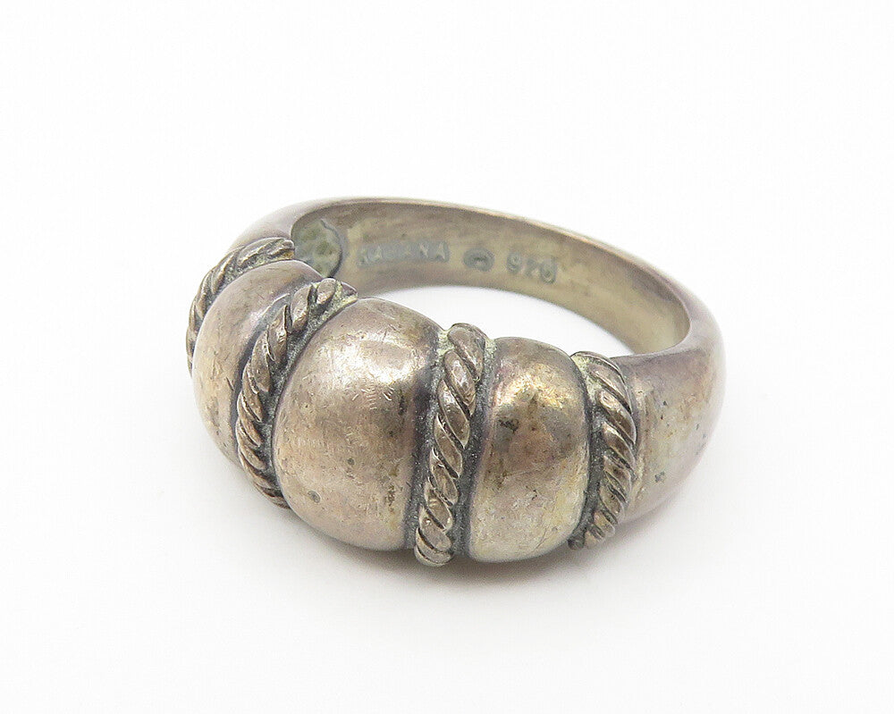 KABANA 925 Sterling Silver  Vintage Dark Tone Dome Band Ring Sz 6  RG10888